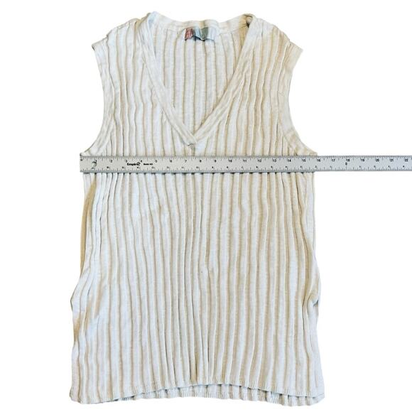 Free People Beach Women’s L Ivory Ribbed Knit Sweater Vest Veda Stretch Relaxed - Picture 10 of 12
